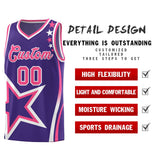 Custom Purple Shoulder Stars Graffiti Pattern Sets Basketball Jersey