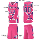 Custom Pink Shoulder Stars Graffiti Pattern Sets Basketball Jersey