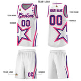 Custom White Shoulder Stars Graffiti Pattern Sets Basketball Jersey