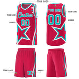 Custom Red Shoulder Stars Graffiti Pattern Sets Basketball Jersey