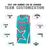 Custom Aqua Shoulder Stars Graffiti Pattern Sets Basketball Jersey