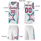 Custom White Shoulder Stars Graffiti Pattern Sets Basketball Jersey