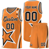 Custom Gold Orange Shoulder Stars Graffiti Pattern Sets Basketball Jersey