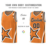 Custom Gold Orange Shoulder Stars Graffiti Pattern Sets Basketball Jersey