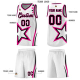 Custom White Shoulder Stars Graffiti Pattern Sets Basketball Jersey