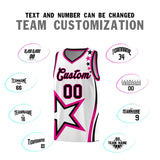 Custom White Shoulder Stars Graffiti Pattern Sets Basketball Jersey
