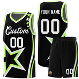 Custom Black Shoulder Stars Graffiti Pattern Sets Basketball Jersey