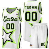 Custom White Shoulder Stars Graffiti Pattern Sets Basketball Jersey
