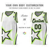 Custom White Shoulder Stars Graffiti Pattern Sets Basketball Jersey