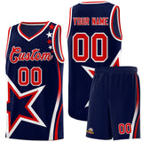 Custom Navy Shoulder Stars Graffiti Pattern Sets Basketball Jersey