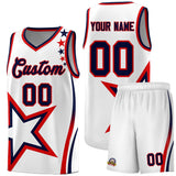 Custom White Shoulder Stars Graffiti Pattern Sets Basketball Jersey