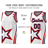 Custom White Shoulder Stars Graffiti Pattern Sets Basketball Jersey