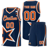 Custom Navy Shoulder Stars Graffiti Pattern Sets Basketball Jersey
