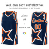 Custom Navy Shoulder Stars Graffiti Pattern Sets Basketball Jersey