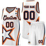 Custom White Shoulder Stars Graffiti Pattern Sets Basketball Jersey