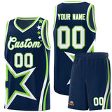 Custom Navy Shoulder Stars Graffiti Pattern Sets Basketball Jersey