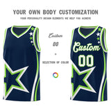 Custom Navy Shoulder Stars Graffiti Pattern Sets Basketball Jersey
