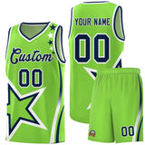 Custom Neon Green Shoulder Stars Graffiti Pattern Sets Basketball Jersey