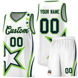 Custom White Shoulder Stars Graffiti Pattern Sets Basketball Jersey