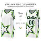 Custom White Shoulder Stars Graffiti Pattern Sets Basketball Jersey