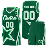 Custom Green Shoulder Stars Graffiti Pattern Sets Basketball Jersey