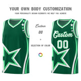 Custom Green Shoulder Stars Graffiti Pattern Sets Basketball Jersey