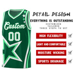 Custom Green Shoulder Stars Graffiti Pattern Sets Basketball Jersey