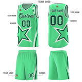 Custom Green Shoulder Stars Graffiti Pattern Sets Basketball Jersey