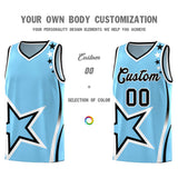 Custom Light Blue Shoulder Stars Graffiti Pattern Sets Basketball Jersey