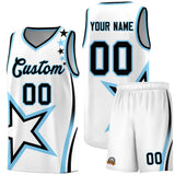 Custom White Shoulder Stars Graffiti Pattern Sets Basketball Jersey