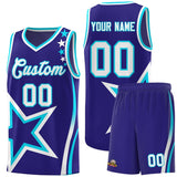 Custom Navy Shoulder Stars Graffiti Pattern Sets Basketball Jersey