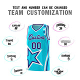 Custom Sky Blue Shoulder Stars Graffiti Pattern Sets Basketball Jersey
