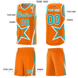 Custom Orange Shoulder Stars Graffiti Pattern Sets Basketball Jersey