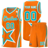 Custom Orange Shoulder Stars Graffiti Pattern Sets Basketball Jersey