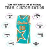 Custom Aqua Shoulder Stars Graffiti Pattern Sets Basketball Jersey