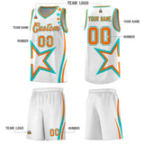 Custom White Shoulder Stars Graffiti Pattern Sets Basketball Jersey