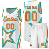 Custom White Shoulder Stars Graffiti Pattern Sets Basketball Jersey