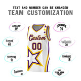 Custom White Shoulder Stars Graffiti Pattern Sets Basketball Jersey
