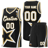 Custom Black Shoulder Stars Graffiti Pattern Sets Basketball Jersey