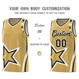 Custom Old Gold Shoulder Stars Graffiti Pattern Sets Basketball Jersey