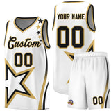 Custom White Shoulder Stars Graffiti Pattern Sets Basketball Jersey