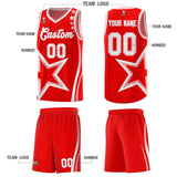 Custom Red Shoulder Stars Graffiti Pattern Sets Basketball Jersey