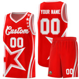 Custom Red Shoulder Stars Graffiti Pattern Sets Basketball Jersey