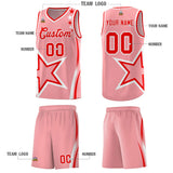 Custom Light Pink Shoulder Stars Graffiti Pattern Sets Basketball Jersey