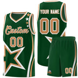 Custom Green Shoulder Stars Graffiti Pattern Sets Basketball Jersey