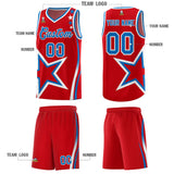 Custom Red Shoulder Stars Graffiti Pattern Sets Basketball Jersey