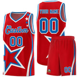 Custom Red Shoulder Stars Graffiti Pattern Sets Basketball Jersey