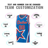 Custom Blue Shoulder Stars Graffiti Pattern Sets Basketball Jersey