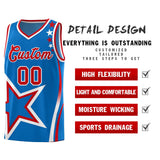 Custom Blue Shoulder Stars Graffiti Pattern Sets Basketball Jersey