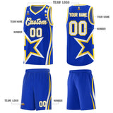 Custom Royal Shoulder Stars Graffiti Pattern Sets Basketball Jersey